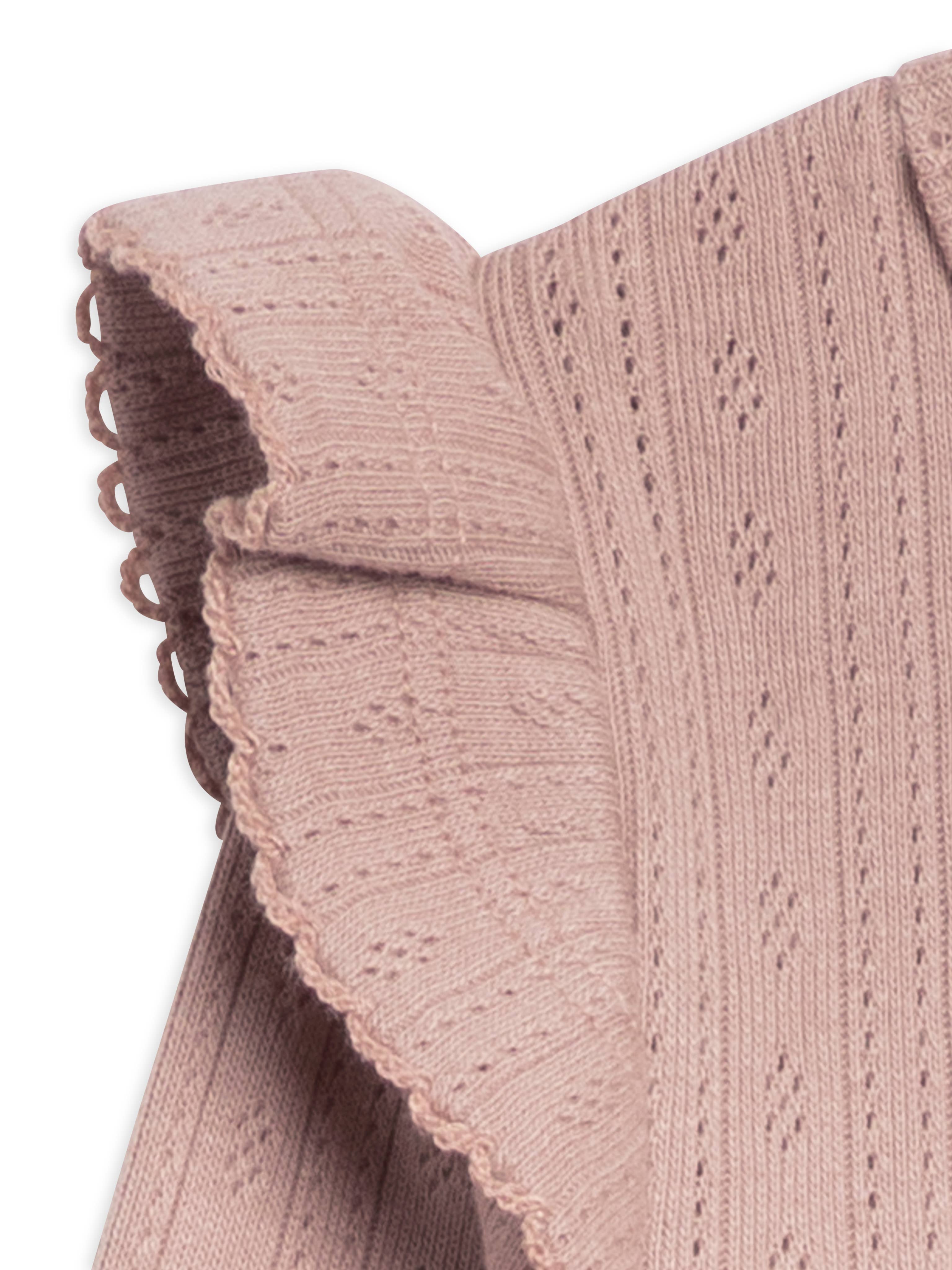 Image of Colored Organics - Addy Pointelle Flutter Sleeve Footed Romper